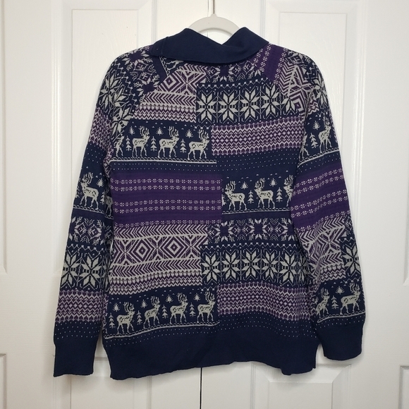 Woolrich Nordic Scandinavian Fair Isle Asymmetrical Button Neck Sweater M - Picture 6 of 11